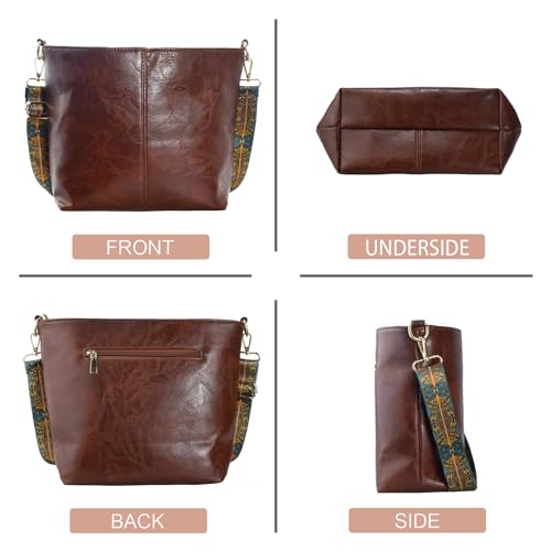 Image of Hobo Bags Vegan Leather Crossbody Bag Guitar Strap Shoulder Purses with Zipper Handbags for Women