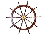 Nautical Deluxe Class Wood and Brass Decorative Ship Wheel 36