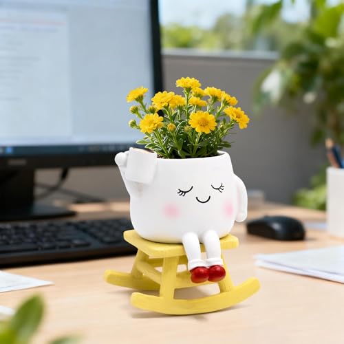Pot de fleurs à bascule blanc avec trou de drainage intérieur extérieur - 8