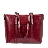 BROMEN Women Briefcase 15.6 inch Laptop Tote Bag Vintage Leather Handbags Shoulder Work Purses Wine...