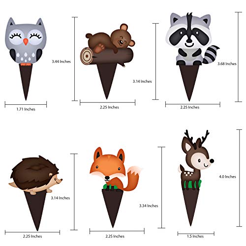 Woodland Cupcake Topper Decorations 48 Pcs - Great For Cake - Forest Animals Creatures Themes Birthday Party And Baby Shower, Boy And Girl Party Supplies By Pretty Cute Studios #TOP3