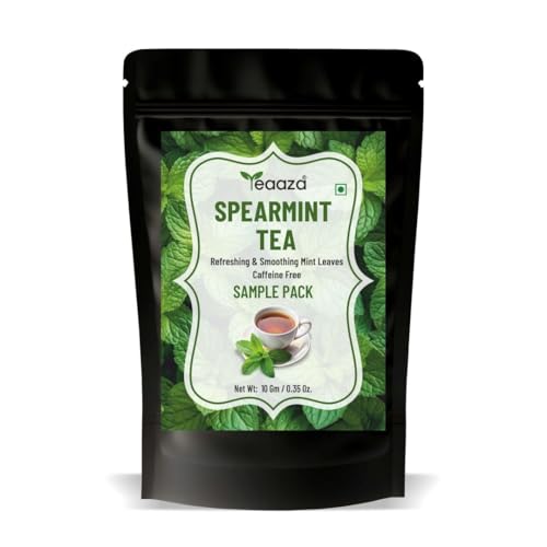 Image of TEAAZA Organic Spearmint Tea Leaves 10Gm Caffeine-Free Herbal Spearmint Tea For PCOS|SUPPORTS HORMONE BALANCE,ACNE,FACIAL HAIR & PCOS RELIEF|Fresh Minty Flavor,100% Natural,Spearmint leaves