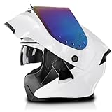 Klapphelm Motorradhelm Motorrad Helm Mit Doppelvisier Motocross Integralhelm DOTECE Zertifiziert Rollerhelm Vollvisierhelm Racing Sturzhelm Für Männer Und Frauen 19,XXL:63-64CM