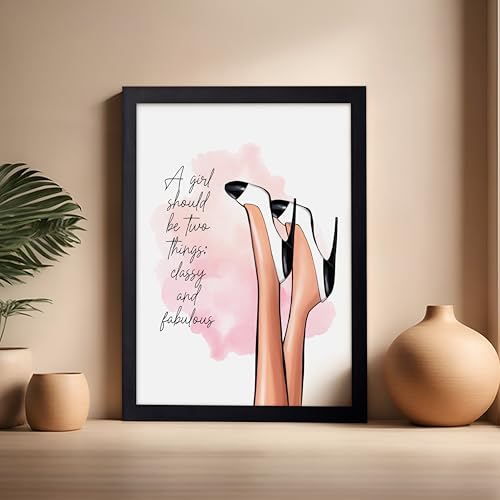 Image of Poster Master Classy And Fabulous Poster - Fashion Print - Positive Quote Art - Trendy Art - Modern Art - Gift for Women & Fashionista - Wall Decor for Bedroom or Girl's Room, 16x20 Black Framed