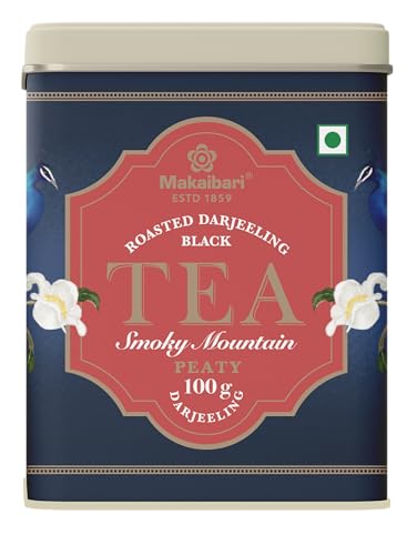 Image of Makaibari Tea Treasures- Smoky Mountain, Organic Roasted Darjeeling Loose Leaf Black Tea Tin Caddy, 100 Grams
