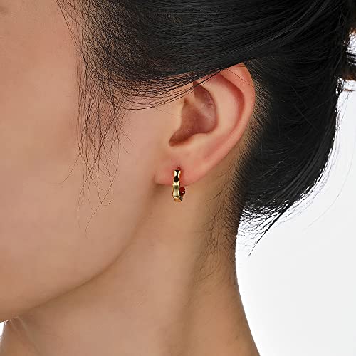 Hanreshe Bamboo Hoop Earrings 14K Gold Hollow Casting Punk HipHop Jewelry for Copper Bamboo Earrings for Women 90s2