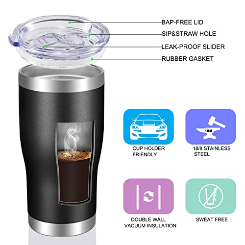 Image of VEGOND 20oz Tumbler Stainless Steel Tumbler Cup with Lid And Straw Vacuum Insulated Double Wall Travel Coffee Mug(Black 1 Pack)