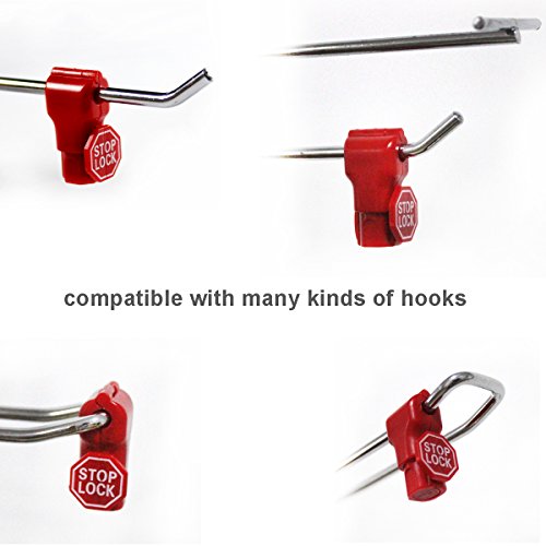 Peg Hook Stop Lock For Prevent The Sweep Theft Of Displayed Products On A Wire Peg, Plastic Red 6Mm Security Lock, Retail Shop Anti-Theft Display Slatwall And Pegboard Hook Lock (Red Stop Locks) #TOP3