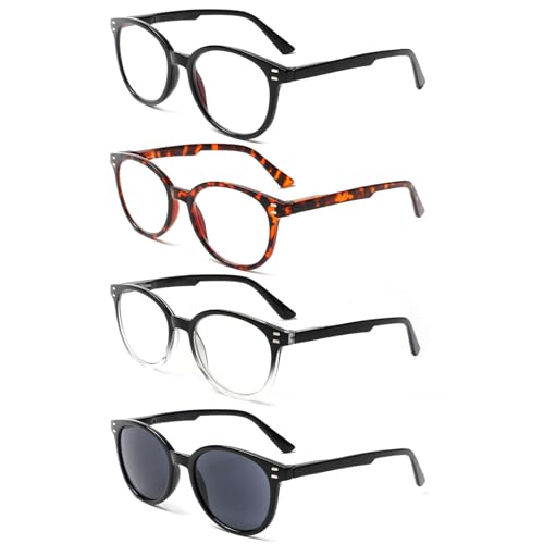 Image of 3 Pack Reading Glasses Spring Hinge Stylish Readers Black /Tortoise for Men and Women