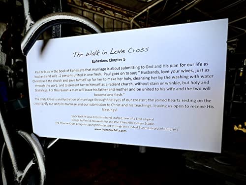 Walk In Love Cross-16" - Natural Finish - Handmade By Artist Patrick Neuwirth Out Of Free Form Steel In His Texas Studio-Great Gift For Weddings Anniversaries Remembrance Valentines - Iron Wall Hanging Cross - Faith Love Heart Decoration Metal Art #TOP4
