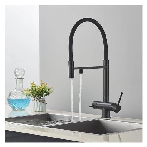 Robinet évier de cuisine gris avec bec extractible pour grand espace - 5