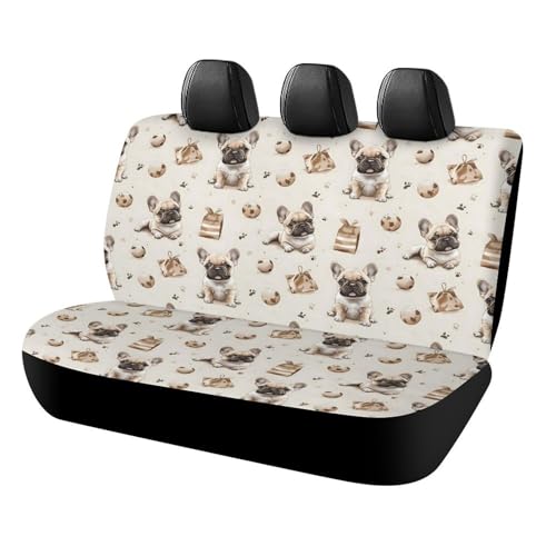 GVYGVY Fundas de asiento trasero de coche para camiones SUV – Lindo estampado de fútbol de perro, tela transpirable debajo del asiento del coche, ligera, elástica, universal, fundas de asiento trasero