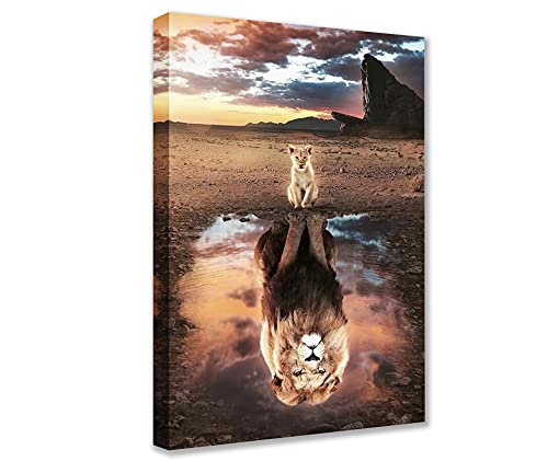 Walarky Tableau Inspirant, Art Mural, Citations Inspirantes, Peinture, Inspiration Moderne, Poster de Lion, Œuvre d’Art pour Bureau, Salle de Classe, Encadré, Tendu, 40,6 x 61 cm