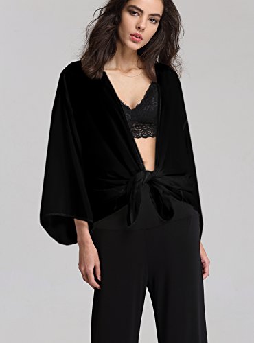 Escalier Women's Black Light Loose Chiffon Sheer Kimono Cardigan Blouses,8 - Thumbnail 3