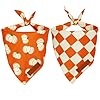 Realeaf Bandanas de otoño para perros de Acción de Gracias, paquete de 2, bufanda naranja a cuadros para mascotas para niños y niñas, tela duradera de alta calidad, bandana de Halloween para perros