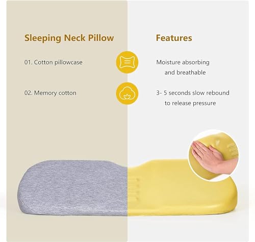 Image of Cervical Neck Pillow for Sleeping, Memory Foam Neck Roll Pillow for Stiff Neck Pain Relief, Neck Support Pillow Bolster Pillow for Bed Side Sleepers (18 x 7.5 x 5 INCH) (Neck Pillow Grey)