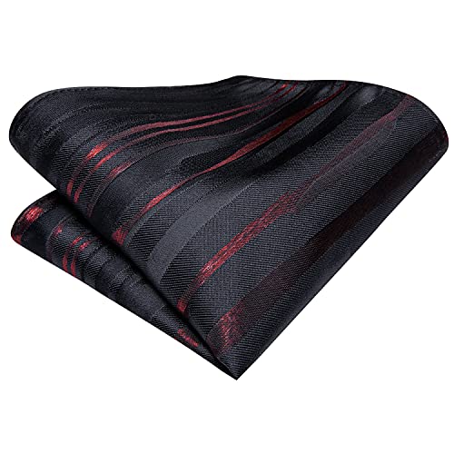 Image of Dubulle Mens Paisley Floral Silk Tie for Men Striped Necktie and Pocket Square Cufflinks Set Wedding Business