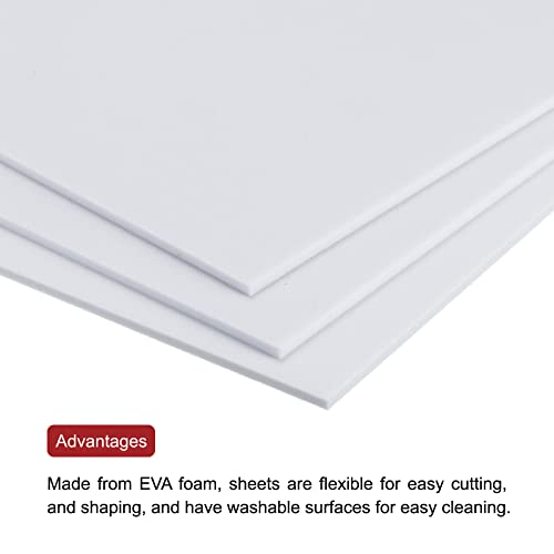Image of uxcell EVA Foam Sheets White 12 Inch x 9 Inch 2mm Thickness for Crafts DIY Pack of 30