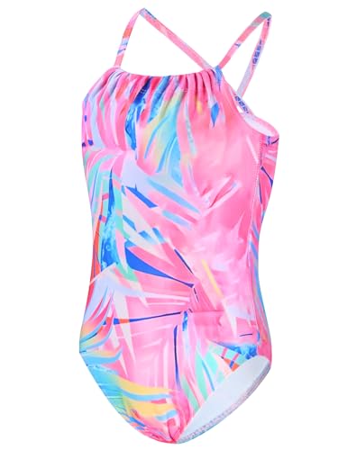 Image of TENVDA Girls Swimsuit Summer Beach Sport Halter Bathing Suits One Piece Swimwear for 2-12 Years Old Kids