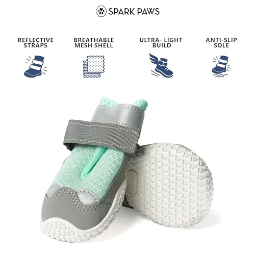 Image of Spark Paws Dog Shoes for Large Small Medium Dogs Breathable Dog Booties for Hiking, Summer Hot Pavement Paw Protectors for Non Slip Rubber Dog Boots for Outdoor (Turquoise, Size 8)