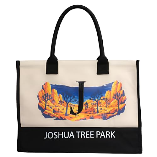 Image of Salt Earth Cotton Canvas Tote Bag - Alcatraz Island Landmark Design with Custom Initial, Durable Shoulder Bag for Women