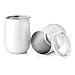 Homtable 2 Pack Stainless Steel Wine Glasses, 12 OZ Vacuum Break Resistant Outdoor Drinkware - Type Heat Preservation Cup Great Tumbler for Red Wine, Cocktail and Nonalcoholic Beverages (White)