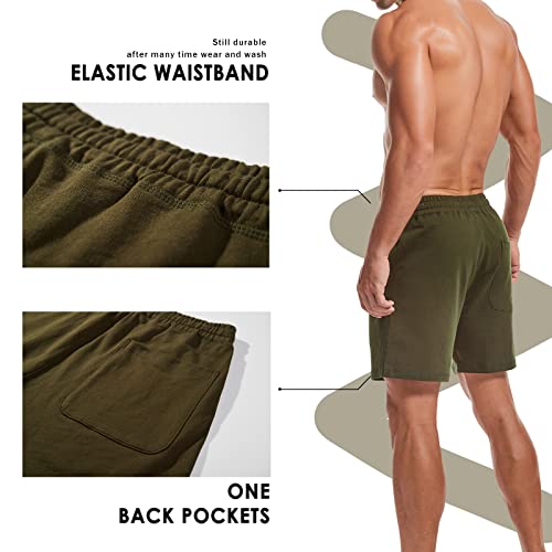 Image of AMY COULEE Mens Athletic Workout Shorts 5.5 inch Cotton Casual Shorts Elastic Waist Joggers Sports Sweat Shorts