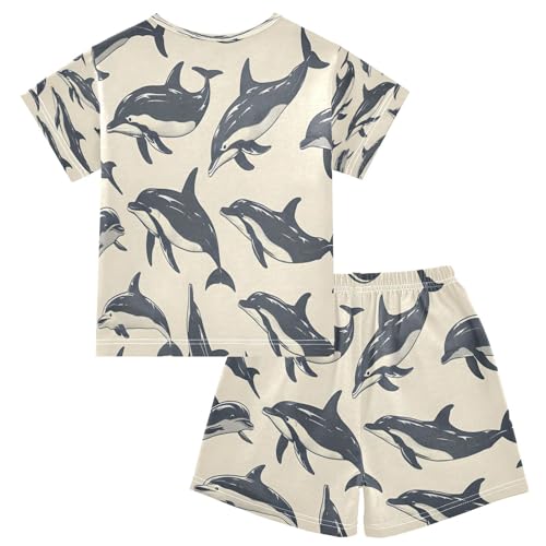 senya Short Sleeve Pajamas Sets Summer Cotton Sleepwear Black Dolphin2