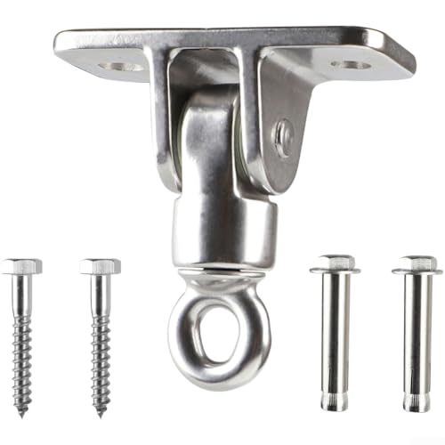 Crochet de suspension en acier inoxydable, supporte jusqu'à 0,65 tonne, anneau de plaque pivotante sécurisé, pour suspendre des balançoires, des lits suspendus, pour jardin, terrasse