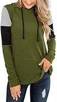 PINKMSTYLE Womens Color Block Hoodie Sweatshirts Tunic Pullover Tops Long Sleeve Drawstring Shirts