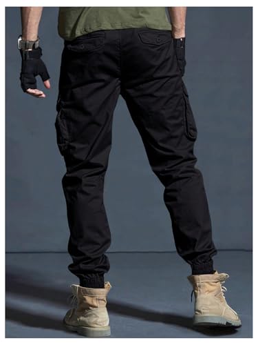 OYOANGLE Men's Jogger Cargo Pants Flap Pocket Lightweight Outdoor Hiking Work Pants2