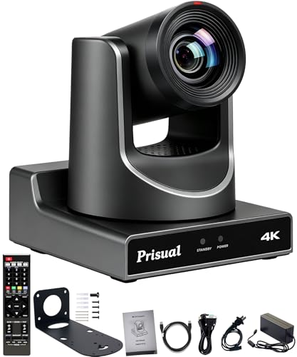 Image of Prisual Ultra 4K PRO NDI PTZ Camera Gen 5, SDI HDMI USB IP with 20x Optical Zoom 1 /1.8 inch UHD CMOS 8.42MP, 4K 60fps AI Auto-Tracking PTZ Camera with Tally Light (Official NDI Certified) TEM-4K20N PRO