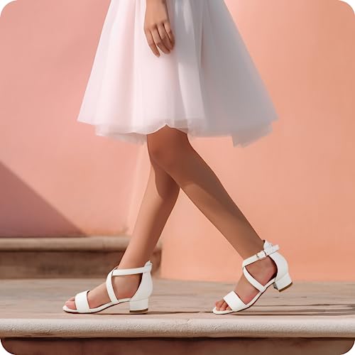 Image of PANDANINJIA Girls Dress Shoes Toddler Kids Heels Sandals Flower Girl Shoes