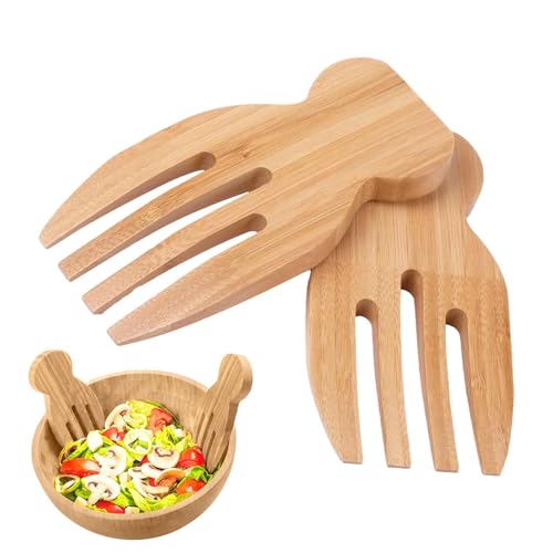 La mejor comparación de Tenedor ensalada - 5 favoritos. 41 KUNSHOP para ensalada,Utensilios para servir ensalada,Tenedor de ensalada de madera | Manos para ensalada de cocina, 2 servidores de ensalada de madera, ideales para tirar y...