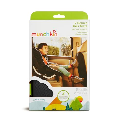Image of Munchkin Child Car Seat Protectors, Elite Seat Guardian and Deluxe Kick Mats, Black /Dark Grey