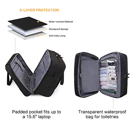 BAGSMART Weekender Bag Travel Duffle Bag Large Carry On Overnight Bag Carry On Bag for Personal Items, Black, 27L