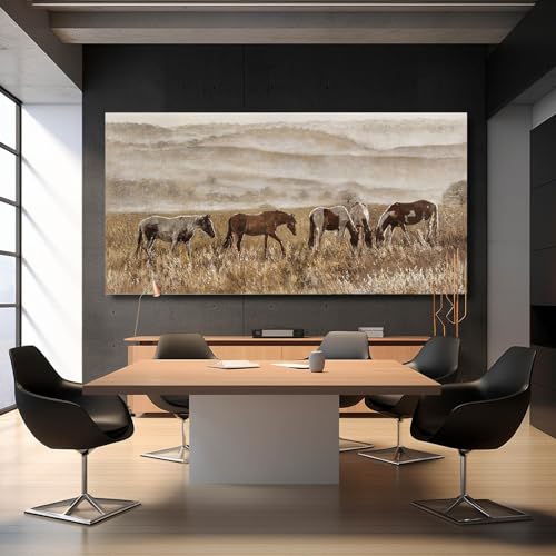 Brown Horse Farmhouse Landscape Canvas Wall Art for Living Room 29"x58" by VAYIMDH - Used condition - Image 4