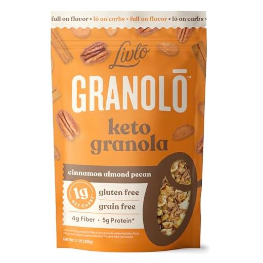 Livlo Keto Nut Granola Cereal - Grain Free & Gluten Free - 1g Net Carbs - Keto Friendly Low Carb Healthy Snack - Paleo & Diabetic Friendly Food - Cinnamon Almond Pecan, 11oz