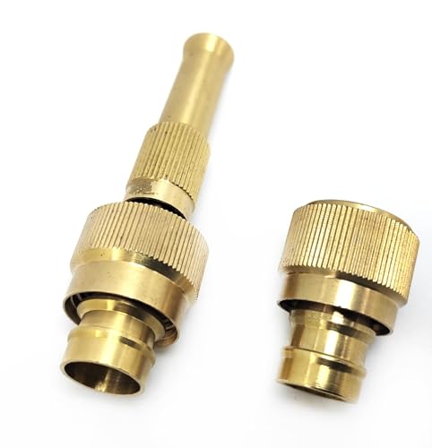 Image of Adjustable Brass Hose Nozzle - High Pressure Jet Spray for Gardening, Hose Pipe, Carwash, and Outdoor Cleaning(Spray Gun)