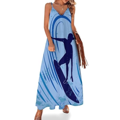 Robe longue femme ete fluide contre la chaleur robe maxi sans manches de plage
