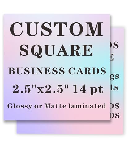 Custom Square Business Cards Customizable - Use for product tags, coupons, box inserts - 2.5"x2.5" 14 pt Glossy or Matte laminated (200)