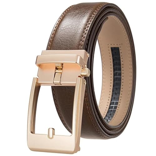 Luxury 3.5cm Width Leather Ratchet Belts for Men Adjustable Automatic Buckle Business Casual