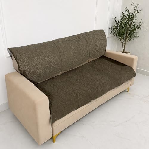 Image of Homerz Premium Petal Charm Sofa Cover | Embossed Floral Pattern | Soft Touch, Anti-Dust & Easy Wash Fabric (Coffee, 3 Seater with Back)