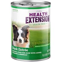 Health Extension Duck Entree Wet Dog Food Grain-Free, 12.5 oz - Protein-Rich Recipe, Hydration Support, Ideal for Sensitive Stomachs Case of 12 Cans