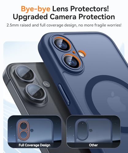 Image of CANSHN Magnetic for iPhone 17 Case, Upgraded [Full Camera Protection] [Compatible with Magsafe] [Translucent Matte] Shockproof Protective Phone Case for iPhone 17 - Deep Blue