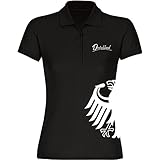 hochwertiges Damen Poloshirt, modisch taillierter Schnitt, Kurzarm, verstärktes Nackenband, Kragen und Ärmel aus Feinripp, Knopfleiste mit farblichen Knöpfen, gerader Bund mit Seitenschlitzen, Größe: S bis 2XL, Material: 65% Polyester, 35% Baumwolle inkl. professioneller Bedruckung / Veredelung in Premium Qualität durch multifanshop.de