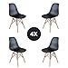 Produktbild EGNM Pack 4 Esszimmerstühle Schwarz Stuhl Nordic Design Retro-Stil 82 x 47 x 53 cm(Schwarz -4)