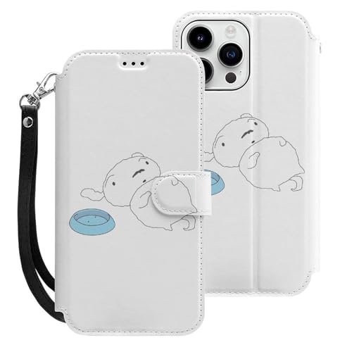 クレヨンしんちゃん シロ iPhone15ProMax用ケース 手帳型 スマホケース アイホン15ProMax用 財布型カバー カードポケット スタンド機能 誕生日ギフト 人気 男女兼用