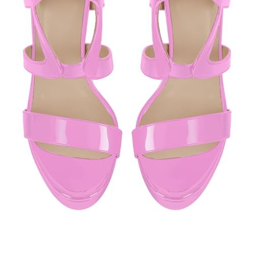 Image of richealnini Women's Crisscross Platform Stiletto High Heels Strappy Sandals with Zipper