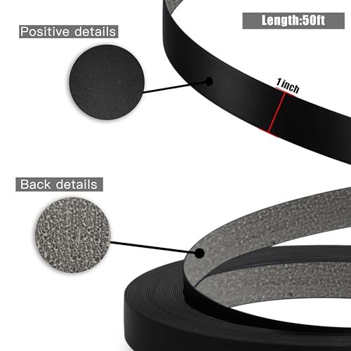 Image of Black Edge Banding, 1 Inch x 50ft Roll of Veneer PVC Pre-glued Flexible Edging, Tape With Hot Melt Adhesive for Easy Application, Cabinet Repair and Furniture Restoration